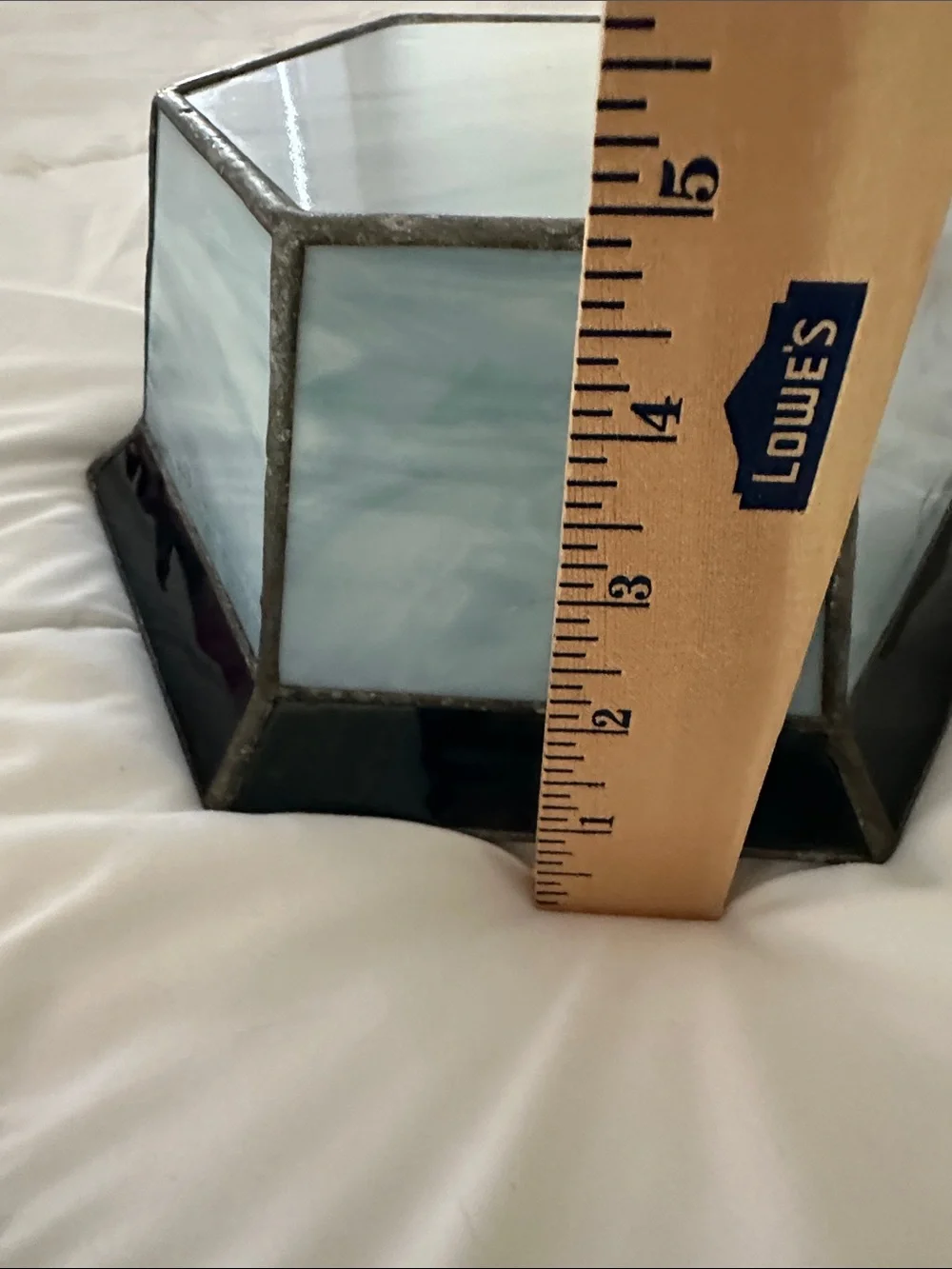 Stained Glass Hanging Planter - Light Blue Hexagon